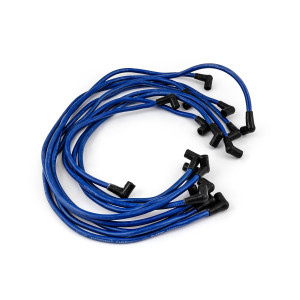 Universal 90 Deg to 90 Deg Under Covers Male Blue Spark Plug Wires Suits Chevy