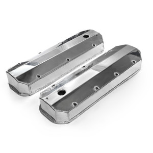 Chevy BBC 454 Long Bolt Fabricated Valve Covers Polished Tall w/ Hole (No Bolts)