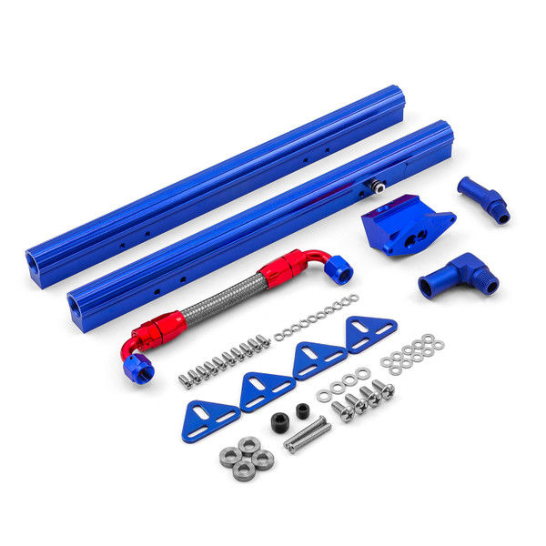 Speedmaster® PCE137.1009.03 Ford 302 351 5.0L 5.7L Billet Aluminum Fuel Injector Rail Kit (OEM Angled) Blue