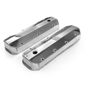 Chevy BBC 454 Long Bolt Fabricated Valve Covers Polished Tall w/ Hole (No Bolts)