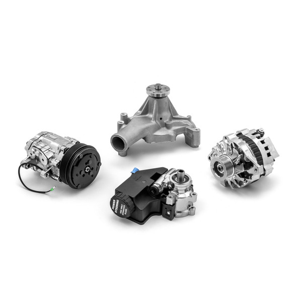 Speedmaster® PCE415.1051 Chevy SBC 350 Aluminum Complete Serpentine Belt Drive System Kit w/reservoir - Polished