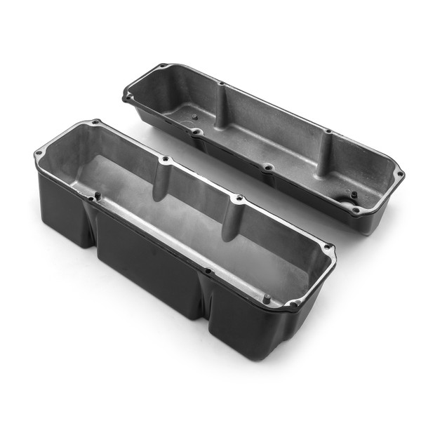 Speedmaster® PCE314.1088.05 Ford 351C Cleveland Black Finned Aluminum Valve Covers Tall w/ Hole