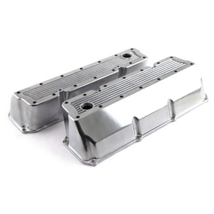 Ford 351C Cleveland Polished Aluminum Elite Valve Covers Tall w/Hole