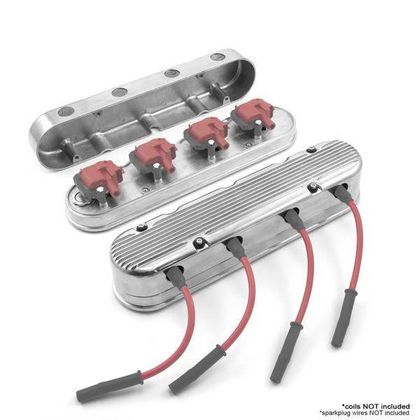 Speedmaster® PCE314.1249.01 Chevy LS 2pc Finned Vintage Hidden Coil Aluminum Valve Cover - Polished