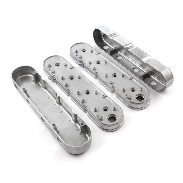 Speedmaster® PCE314.1249.01 Chevy LS 2pc Finned Vintage Hidden Coil Aluminum Valve Cover - Polished