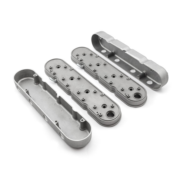 Speedmaster® PCE314.1249.03 Chevy LS 2pc Finned Vintage Hidden Coil Aluminum Valve Cover - Satin