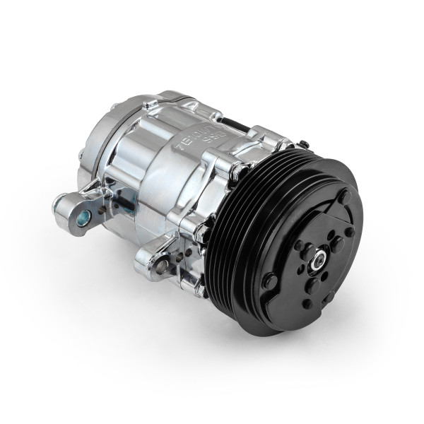 Speedmaster® PCE413.1004.01 Serpentine Belt Sanden Style 7176 Small Body Chrome AC Air Compressor
