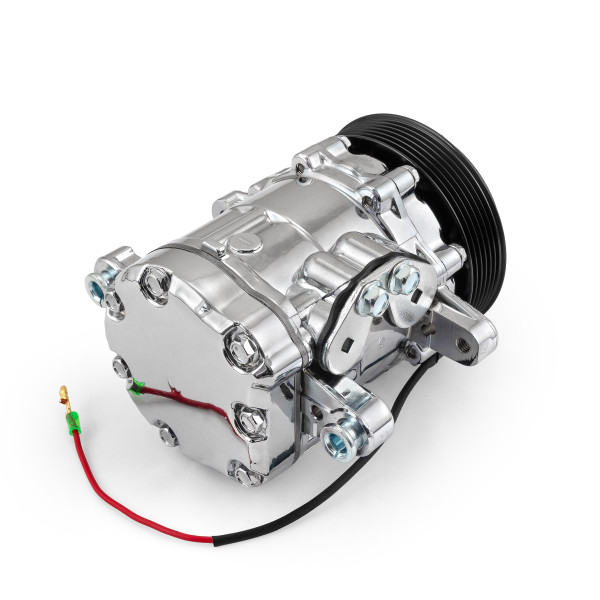 Speedmaster® PCE413.1004.01 Serpentine Belt Sanden Style 7176 Small Body Chrome AC Air Compressor