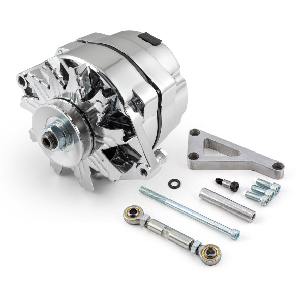 Speedmaster® PCE360.1101 Chevy SBC 350 100 Amp 3 Wire Alternator & LWP Aluminum Bracket Kit Polished