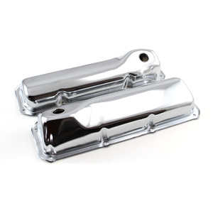 Ford 351C Cleveland Chrome Steel Valve Covers 3 5/8" Tall w/ Baffled Hole