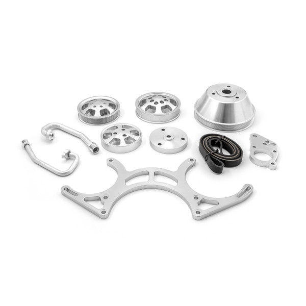 Speedmaster : Outlet® OUT-29774305 Chevy SBC 350 Aluminum Complete Serpentine Engine Pulley Kit - Polished