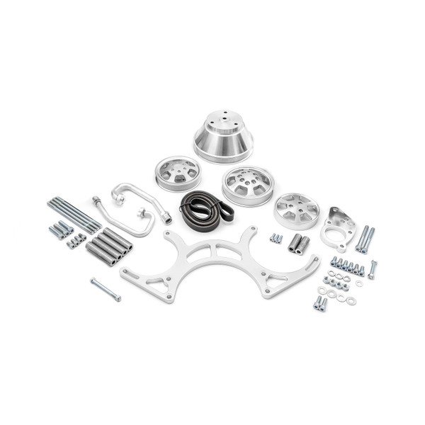 Speedmaster : Outlet® OUT-29774305 Chevy SBC 350 Aluminum Complete Serpentine Engine Pulley Kit - Polished