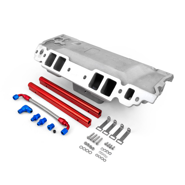 Speedmaster® PCE148.1065 Chevy BBC 454 Rect Port Dominator w/Fuel Rails High Rise Intake Manifold Satin