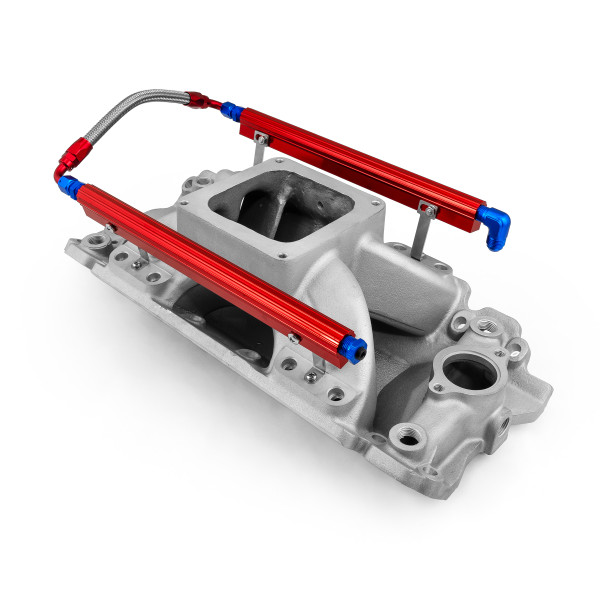Speedmaster® PCE148.1065 Chevy BBC 454 Rect Port Dominator w/Fuel Rails High Rise Intake Manifold Satin